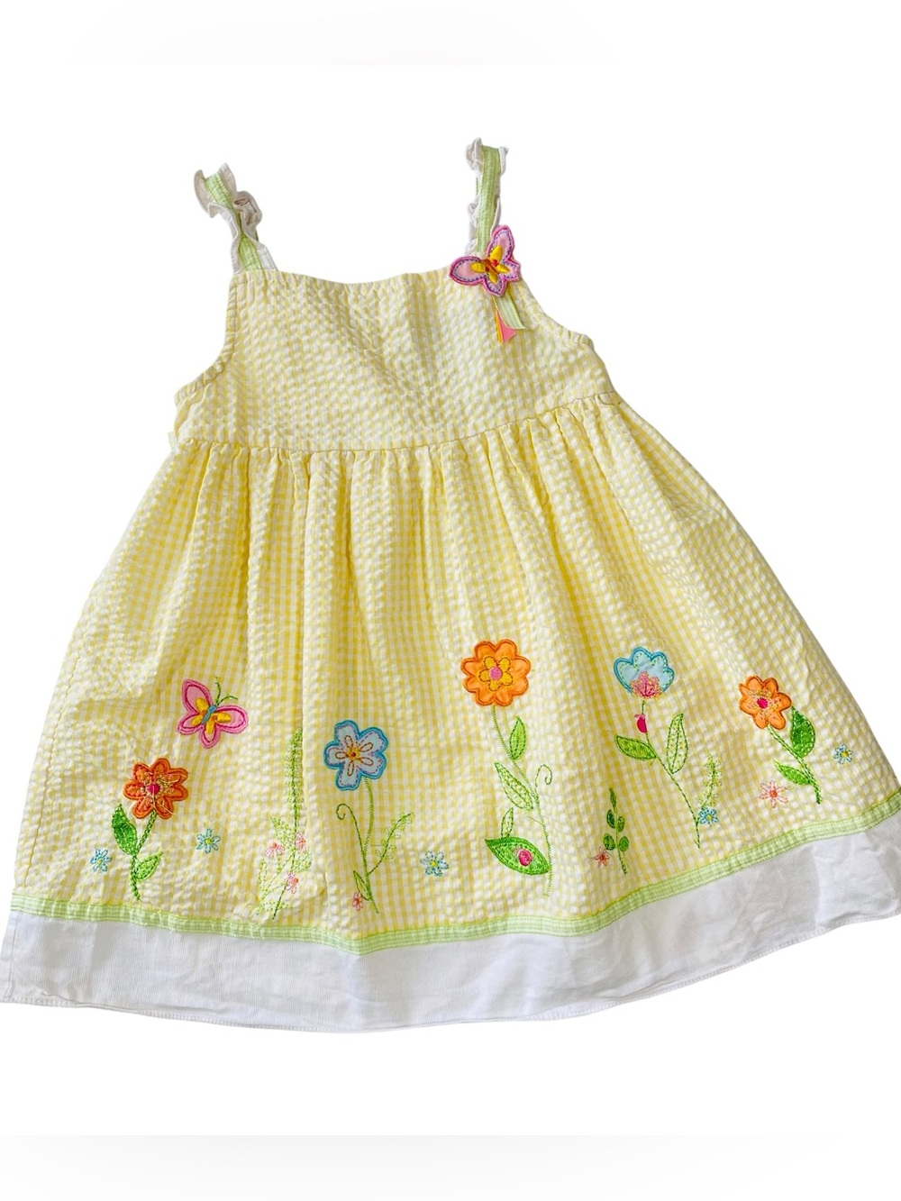 YOUNGLAND Seersucker Flower & Butterfly Dress